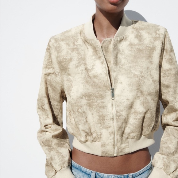 Zara Cropped Bomber Jacket - Picture 2 of 9